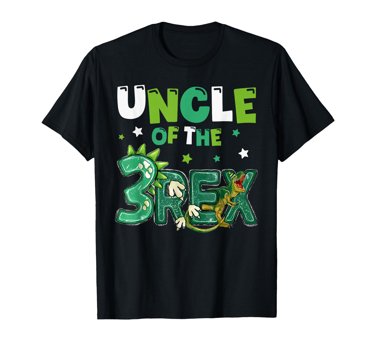 Uncle of the Three Rex Birthday Dinosaur Family Matching T-Shirt