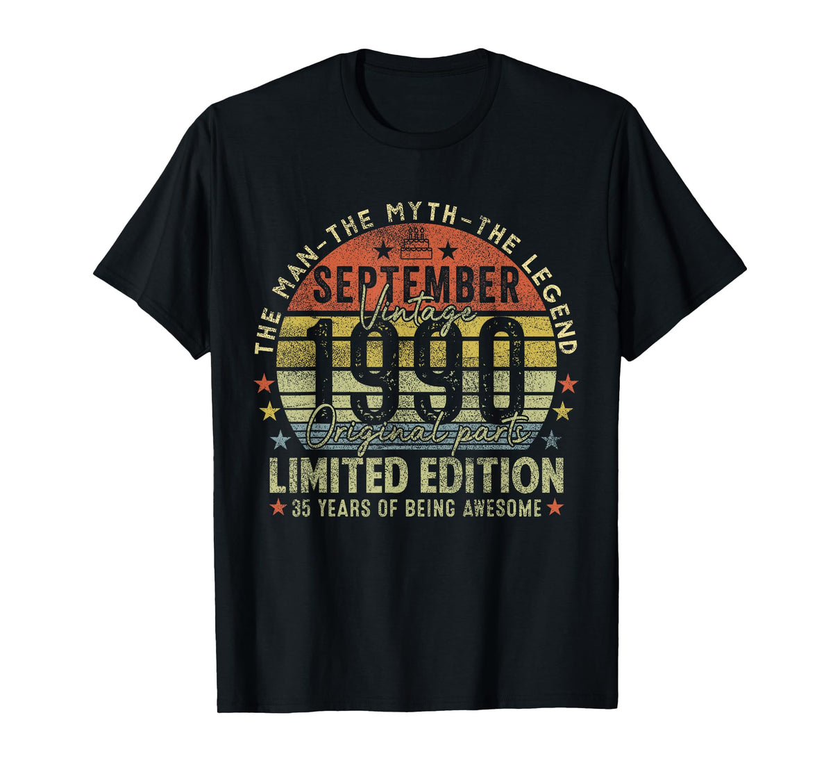 35th Birthday Gifts Vintage September 1990 35 Years Old Men T-Shirt