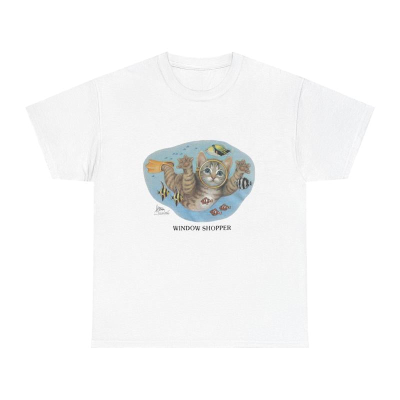 Window Shopper Cat T-Shirt | Cute Underwater Cat Graphic Tee | Unisex