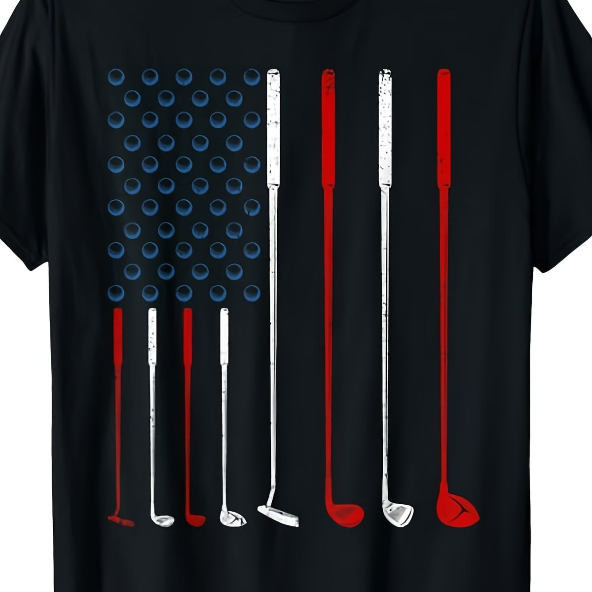 American Flag Golf Clubs T-Shirt, Unisex Design for Summer 2025, Short Sleeves, Made of 220G Pure