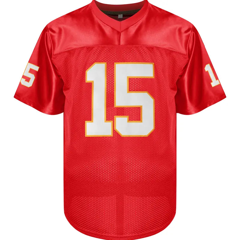 Male #15 Black Professional Football Jersey Top - V-Neck Polyester Short-Sleeve Athletic Top, Breathable Slightly Elastic Spandex-Blend, No Excess Bulk, Casual Wear for Football Lovers & Workouts