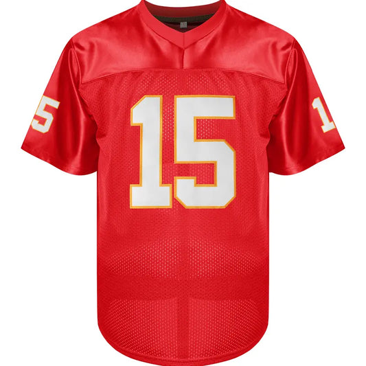 Male #15 Black Professional Football Jersey Top - V-Neck Polyester Short-Sleeve Athletic Top, Breathable Slightly Elastic Spandex-Blend, No Excess Bulk, Casual Wear for Football Lovers & Workouts