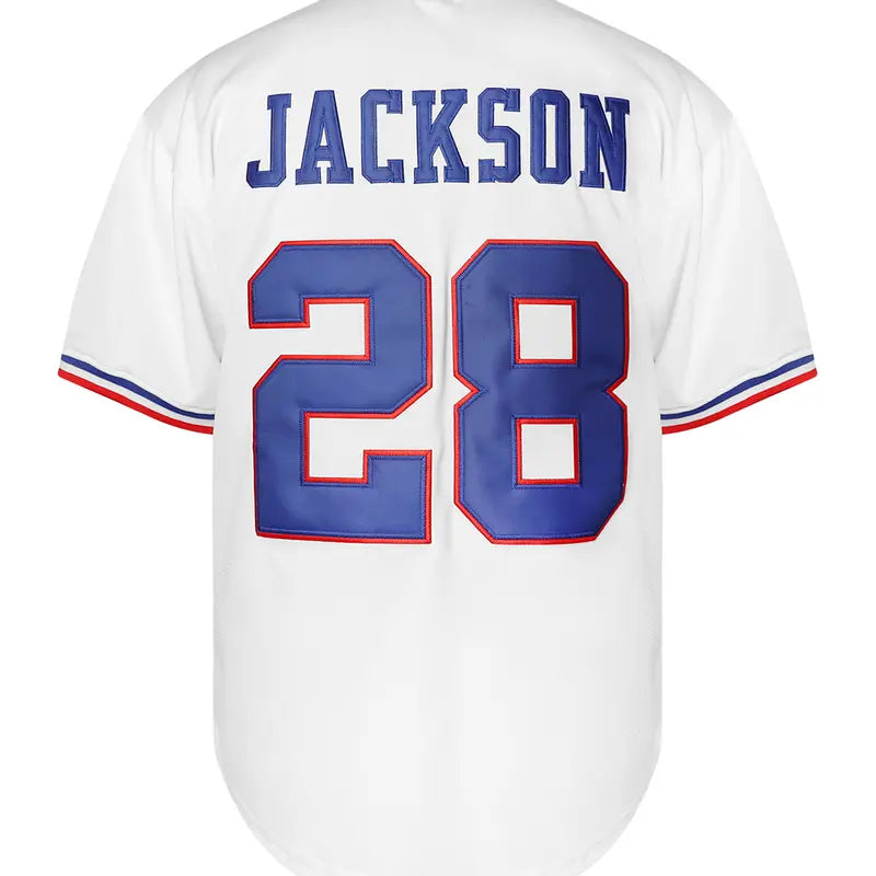 Men's Jackson Baseball Jersey,#28 classic letter & Number 28 embroidered design, men's breathable baseball jersey, short sleeve shirt for SummerSport