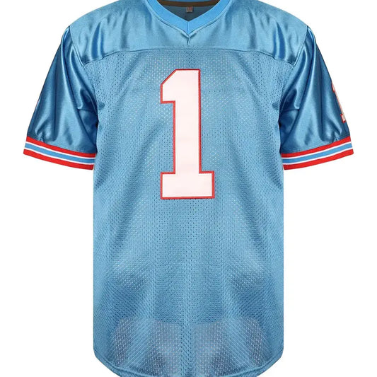 Men's Moon Blue #1 Lightweight Short Football Soccer Jersey - Breathable, Embroidered Athletic Active Top, Sportswear Style Soccer Training Jersey for Competition, Outdoor Sports