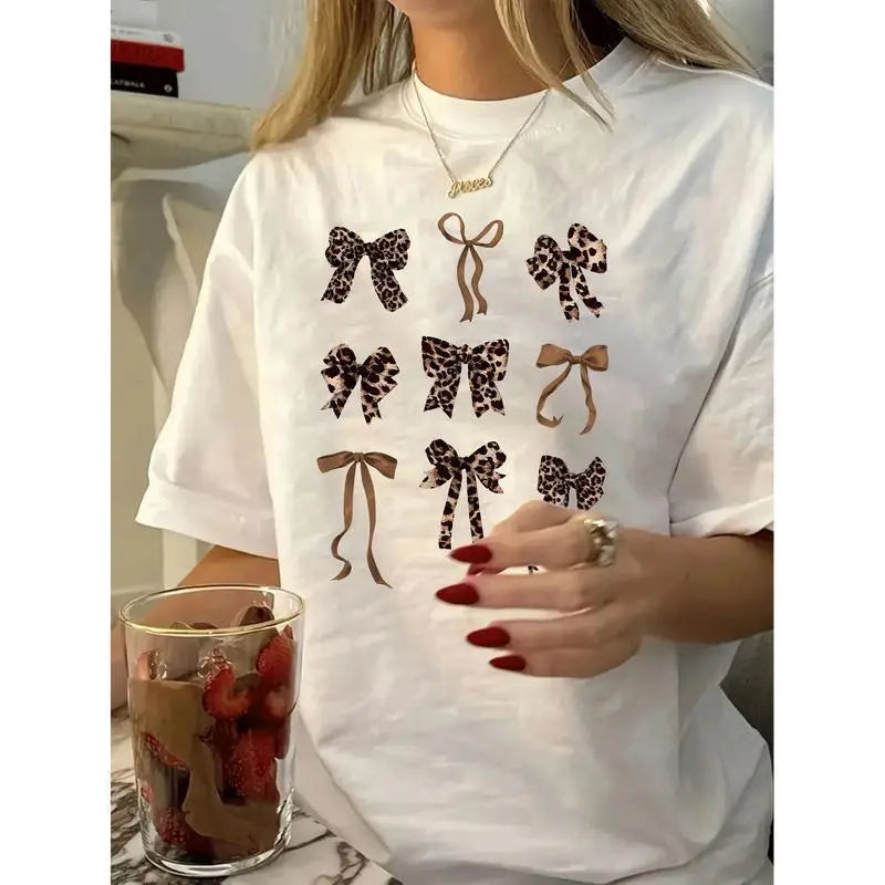 Women's 100%25 Cotton Graphic T-Shirt - Comfortable, Lightweight, Leopard Print/Black Floral, Casual Loose Fit, Short Sleeve Crew Neck, Breathable Summer Top, Low Iron, Cold Wash (Plus Size Women's Clothing Option)