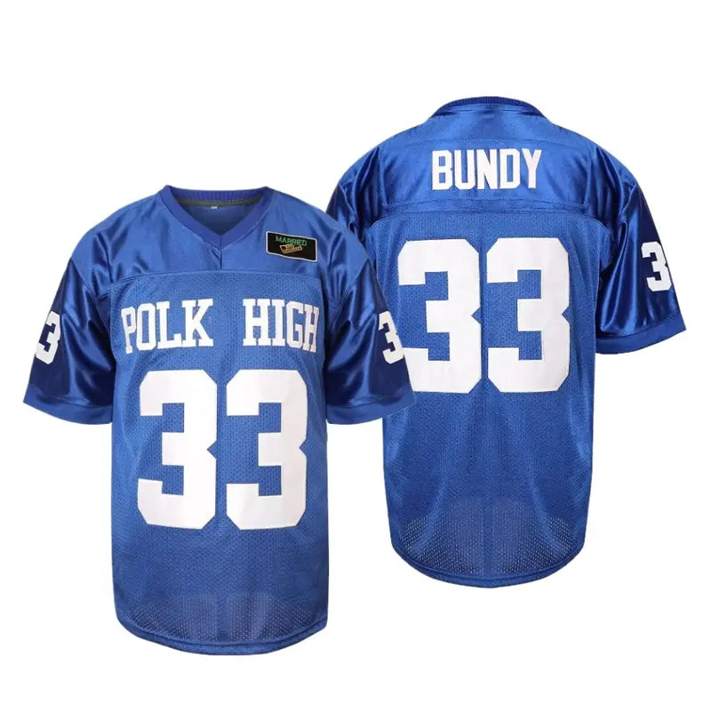Men's Polk High Bold '33' Print Loose-Fitting Football Fan Jersey - 90s Hip Hop Costume, Lightweight Casual Breathable Knitted Short-Sleeve Sports Top, Machine-Washable Professional Athletic Apparel, 33 Jersey Identity