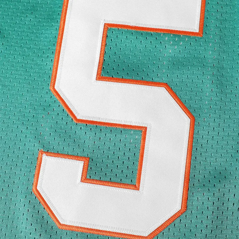 #5 Embroidered Green Ray Finkle Ace Ventura Pet Detective Jim Carrey Movie Classic Football Jersey Look, 100% Polyester Short-Sleeve Breathable Mesh Ventilation, Double-Stitched, US Seller, US Sizes, Fashion Jerseys