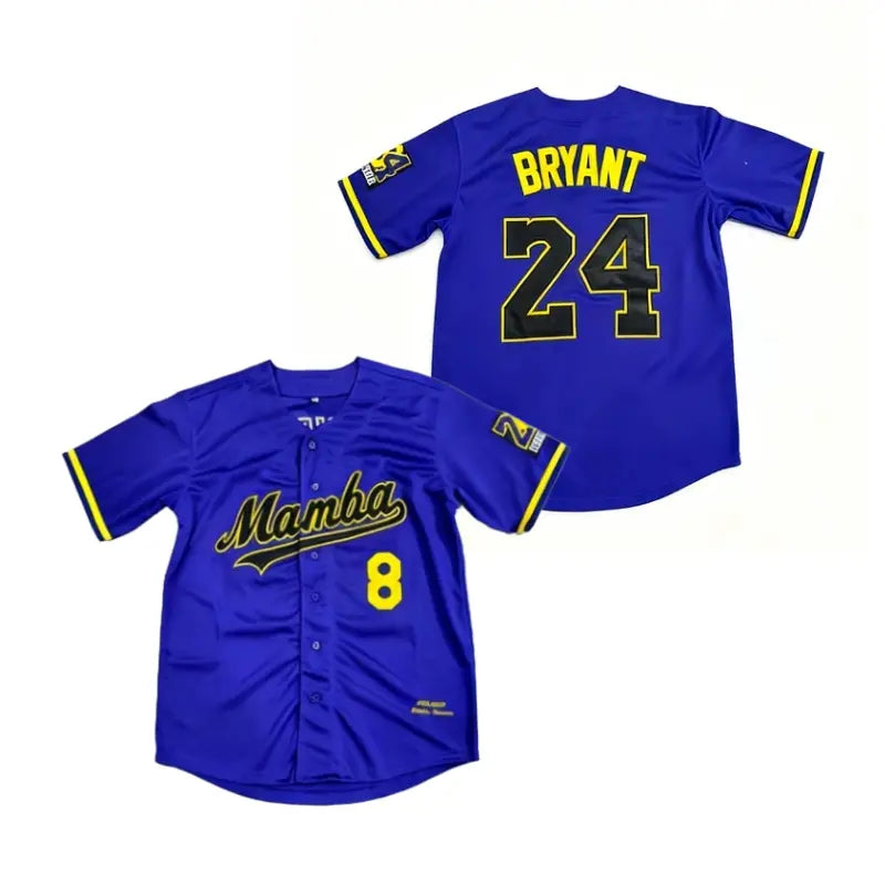Men's Mamba 24 Number Oversized Jersey Style Short Sleeve Tops - Loose-Fitting V-Neck Polyester Retro Baseball Training Top with Letters Baseball, 90s Classic Athletic Wear for Casual, Outdoor Use
