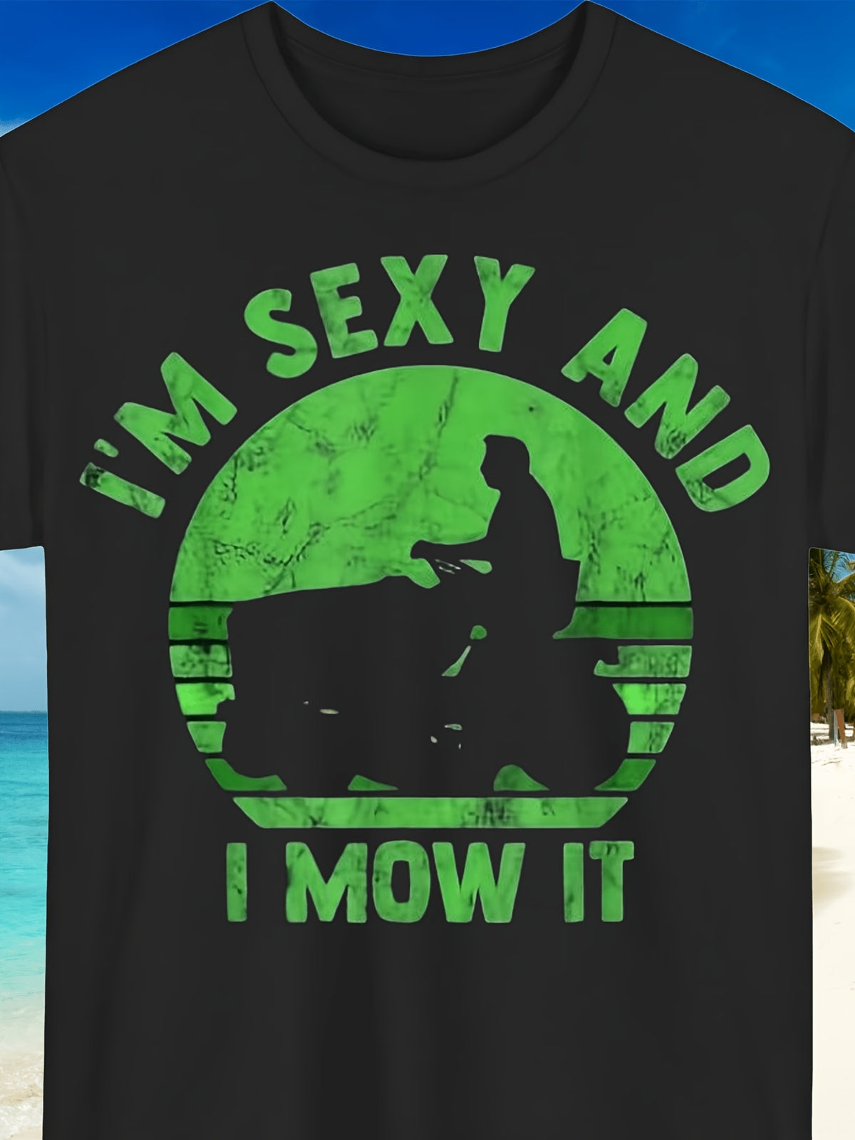 I Mow Sexy" Lawn Mower Graphic T-Shirt - 140g Unisex, Gift for Gardening Enthusiasts, Casual Short-Sleeve Shirt with Lawn Mower Design, Extra Large, Black