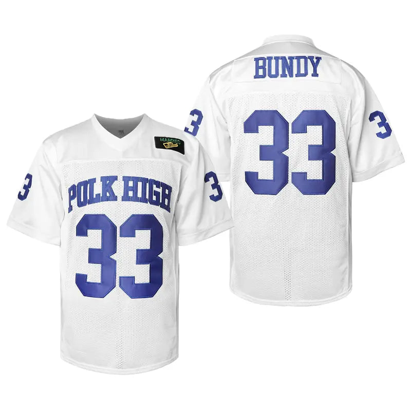Men's Polk High Bold '33' Print Loose-Fitting Football Fan Jersey - 90s Hip Hop Costume, Lightweight Casual Breathable Knitted Short-Sleeve Sports Top, Machine-Washable Professional Athletic Apparel, 33 Jersey Identity