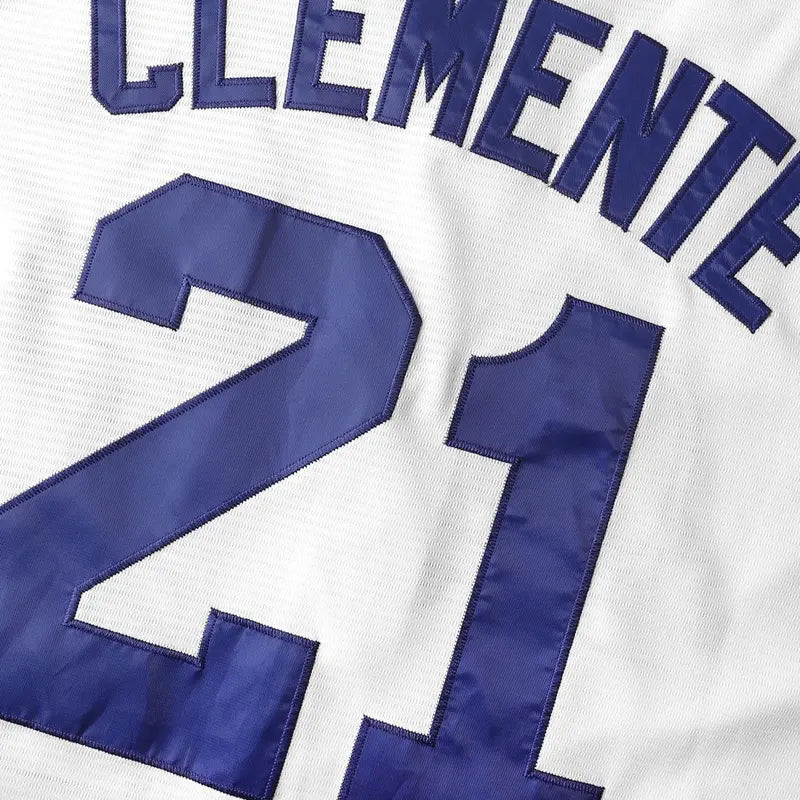 Men's Clemente #21 Classic 100% Polyester Short-Sleeve Baseball Jersey - Mens Jersey Style, Sporty Sports Top, Fitness & Backyard Baseball Wear, Number and Logo Design, Multi-Size, Comfortable, Durable, Cold Wash Safe Professional Apparel