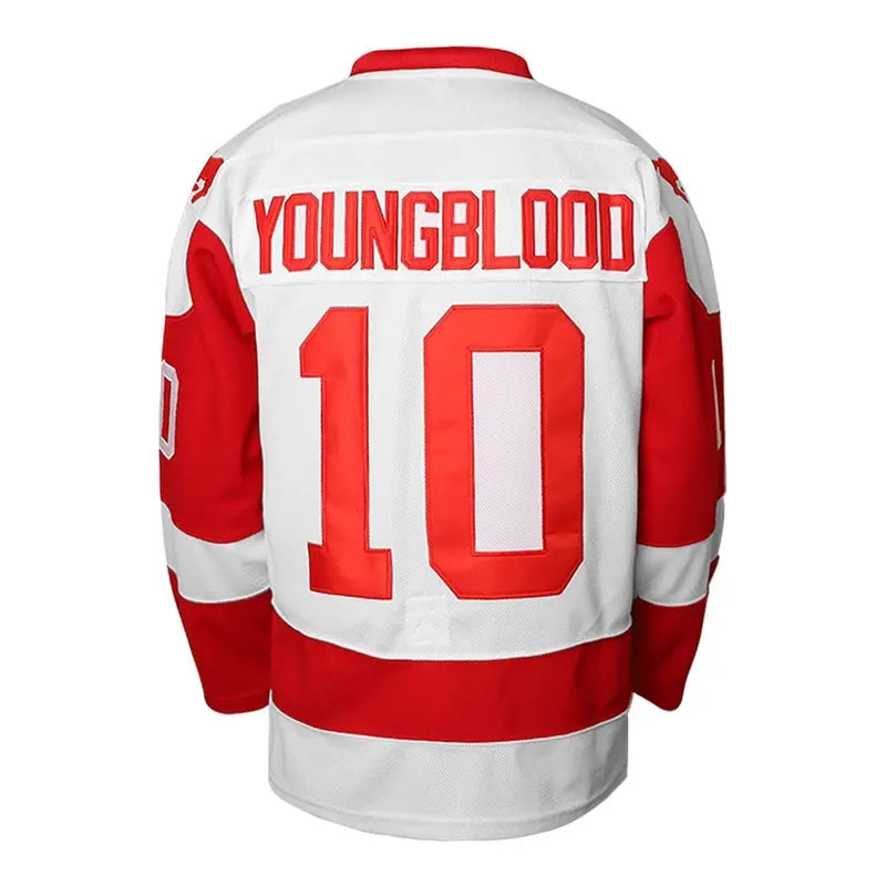 Men's #10 Letter & Youngblood Vintage Long-Sleeve V-Neck Ice Hockey Jersey - Athletic Top, Casual Professional Sports Uniform