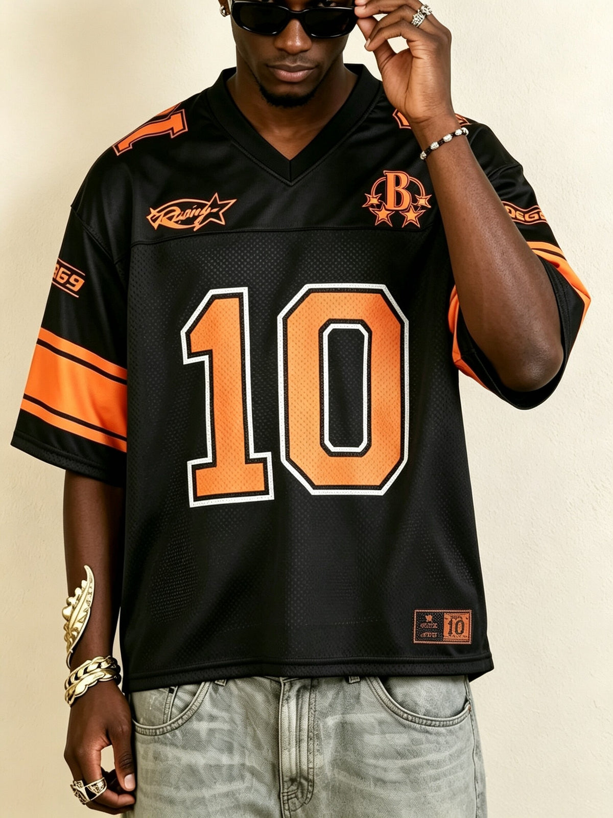 Men's American Vintage Hip-Hop Rugby Jersey T-Shirt, Mesh Breathable Loose Fit Digital Print Short Sleeve Top, Summer Streetwear Daily Wear