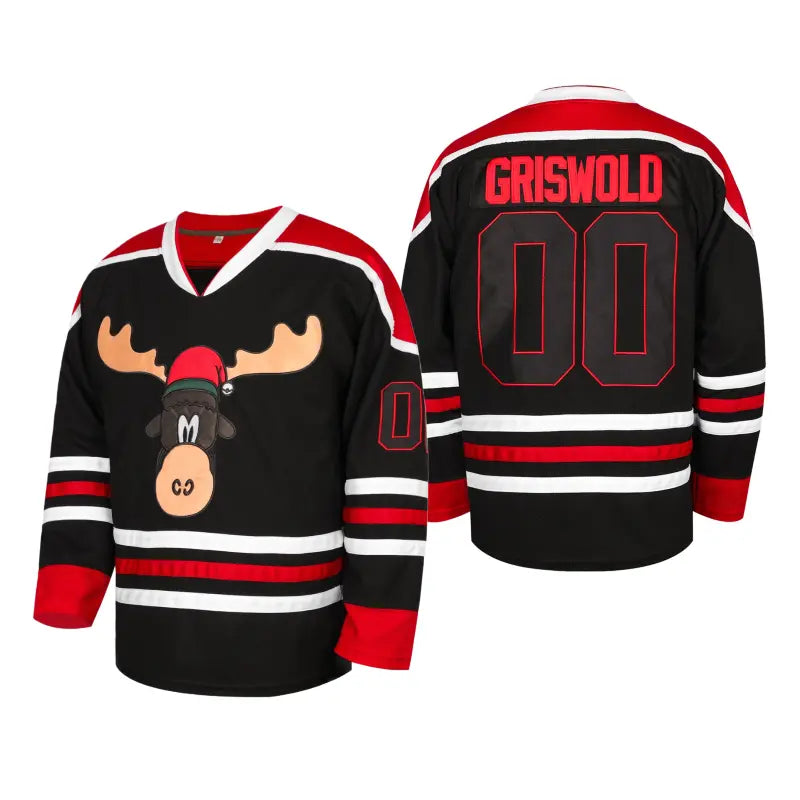 #00 Griswold Movie Stitched Men's Hockey Jersey, White Long-Sleeve Quick-Dry Casual Sports Top with Twill Lettering, Mesh Breathability, Machine Washable for 90s Jersey Parties, Halloween