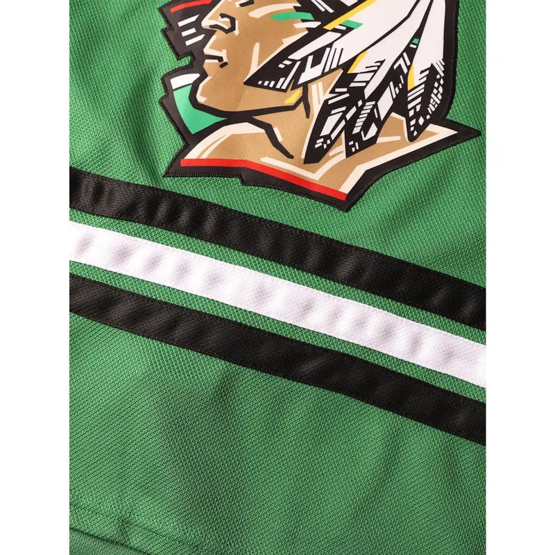 Men's #11 Zach Parise College Fighting Sioux Green Hockey Jersey - Polyester Breathable Mesh Athletic Clothes, Micro-Elastic Quick-Dry Male Casual Party Wear, Retro 90s Halloween/Jersey Parties All-Seasons Activewear