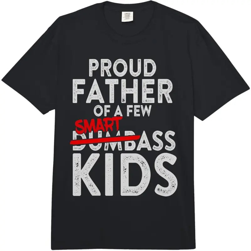 Men's Casual Wear Short-Sleeve 100%25 Cotton Graphic Round Neck Regular Fit T-Shirt - Breathable Cloth Comfort Colors Heavyweight Menswear Top, All Seasons Father's Day Gift for Proud Dads of 1 Smartass Kid