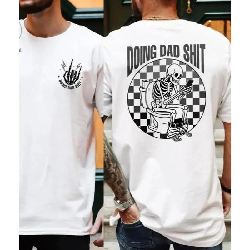 Men's Classic Smooth Velvet Short-Sleeve Sports Top - Menswear, Stylish Soft Blend, Breathable Elastic Fabric, Loose Streetwear, Humorous Fatherhood Graphic, Crew Neck, Standard Sizes, Dad Gift for Gym (All Seasons)