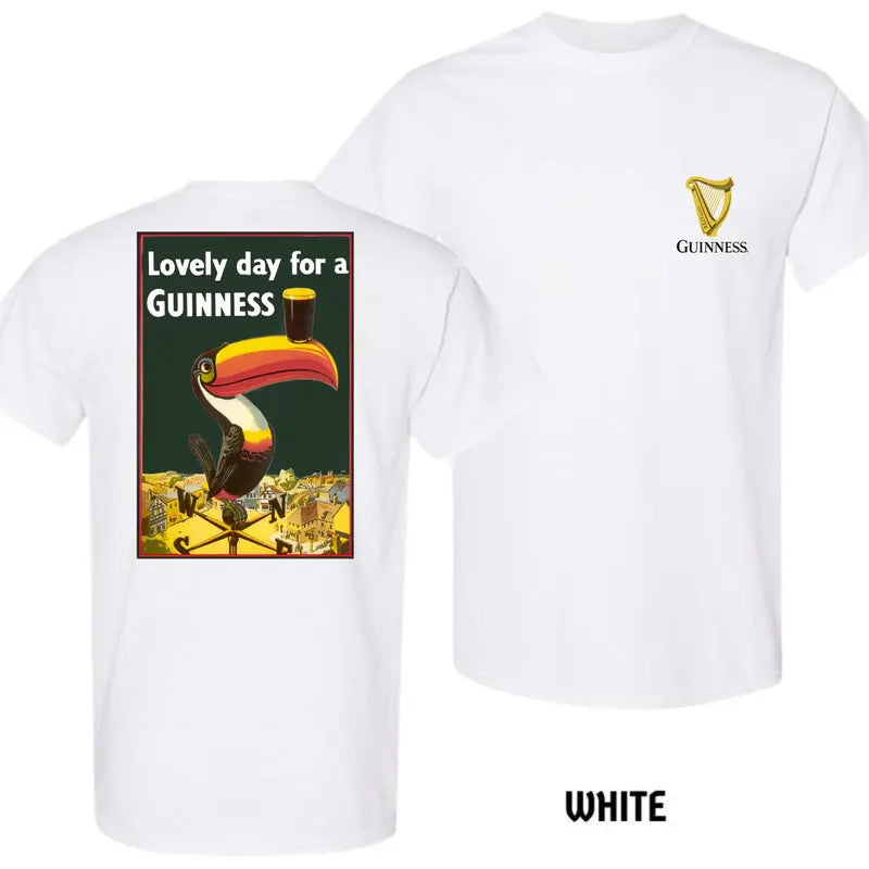 Guinness Toucan T-Shirt "Lovely Day for a Guinness" - Retro Poster Design, Irish Beer Tee