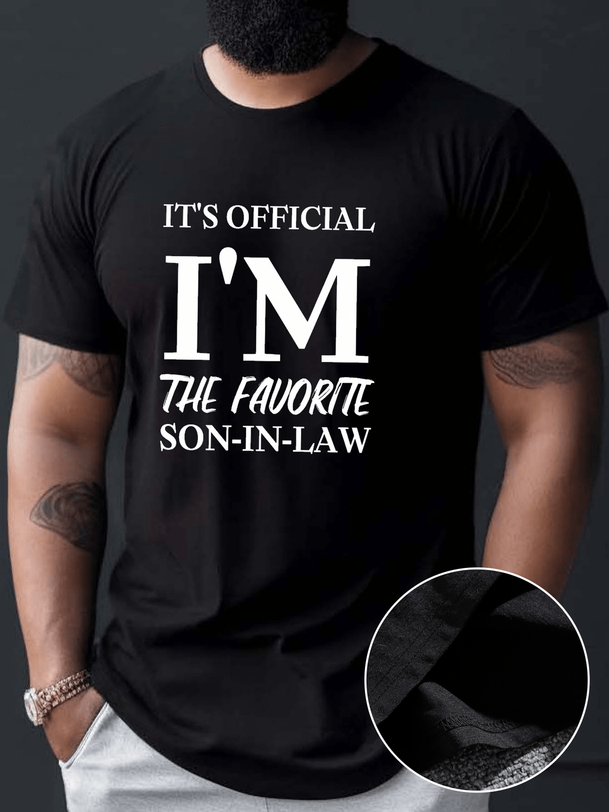 Favorite Son-in-law Print T Shirt, Tees For Men, Casual Short Sleeve T-shirt For Summer