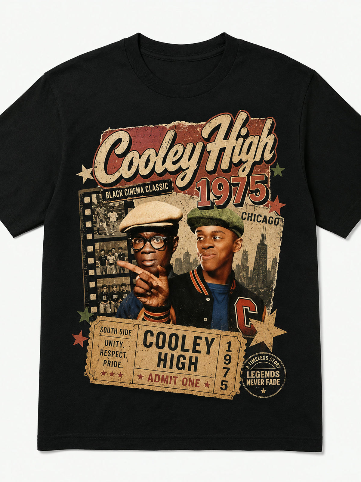 Men'S And Women'S Cooley High 1975 Black Cinema Classic Graphic T-Shirt, Chicago Retro Movie Print, Casual Streetwear Tee for Daily Wear