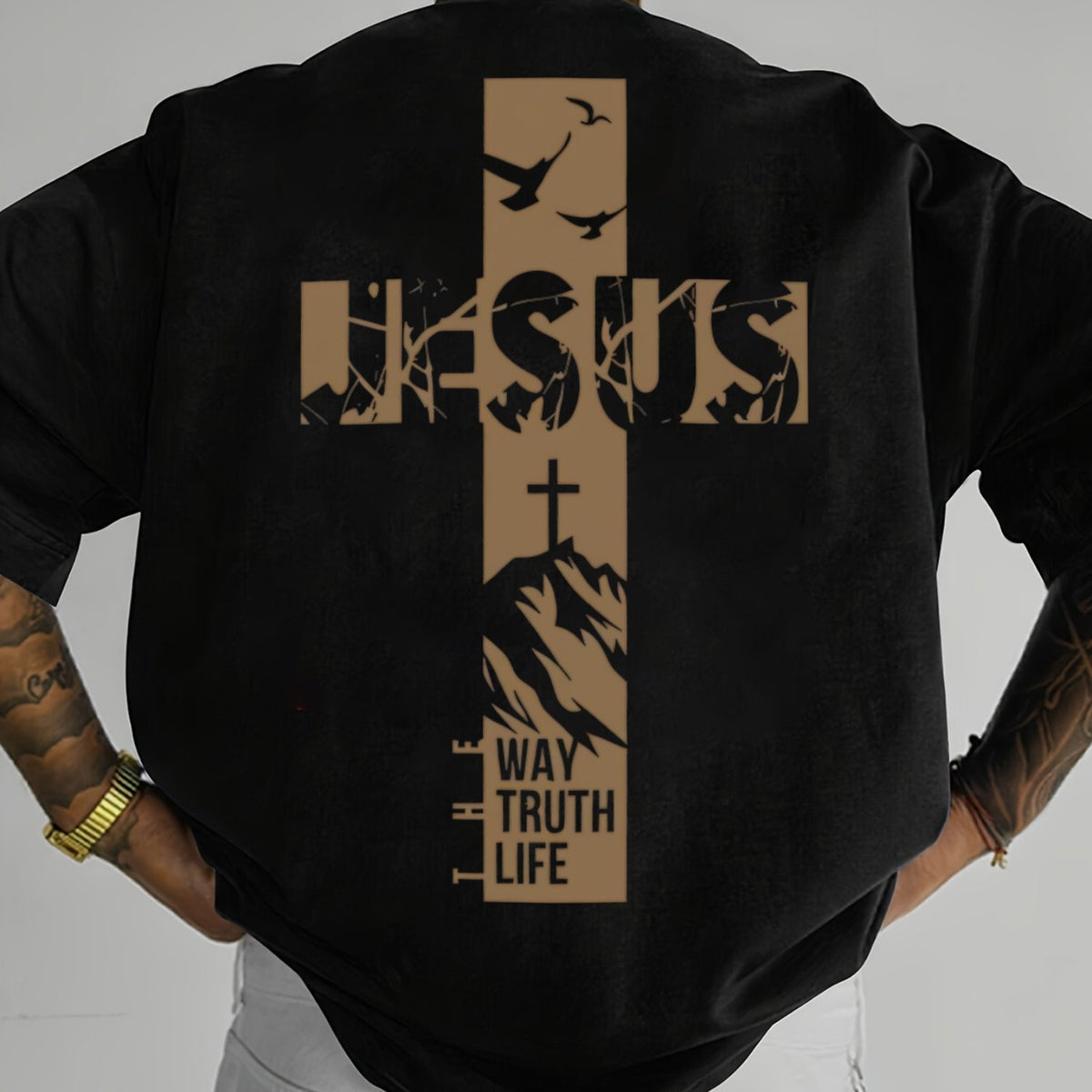 Men'S T-Shirt with a Cross Print, a Faith-Themed Top for Men