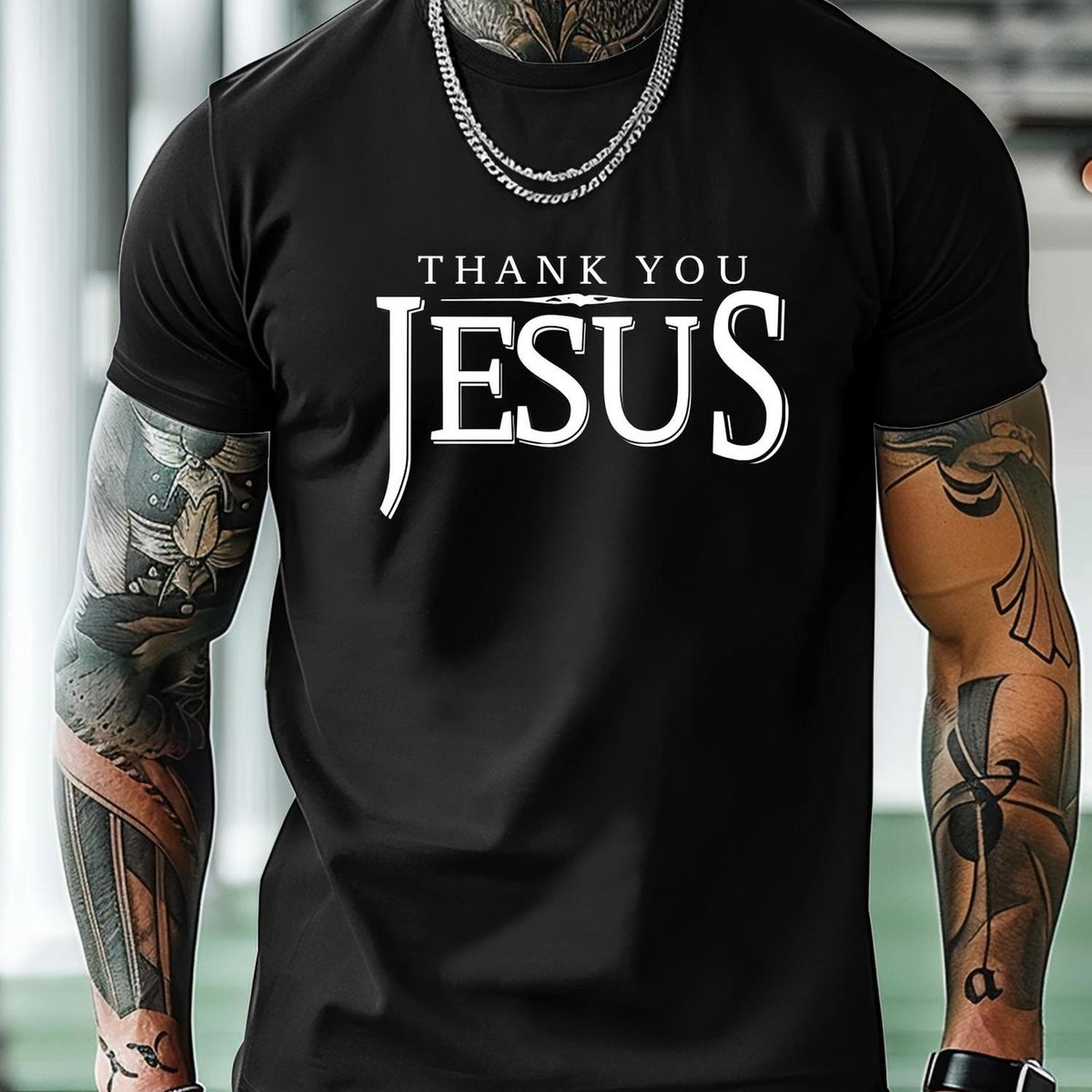 Men's Trendy English Print Drop Shoulder T-shirt