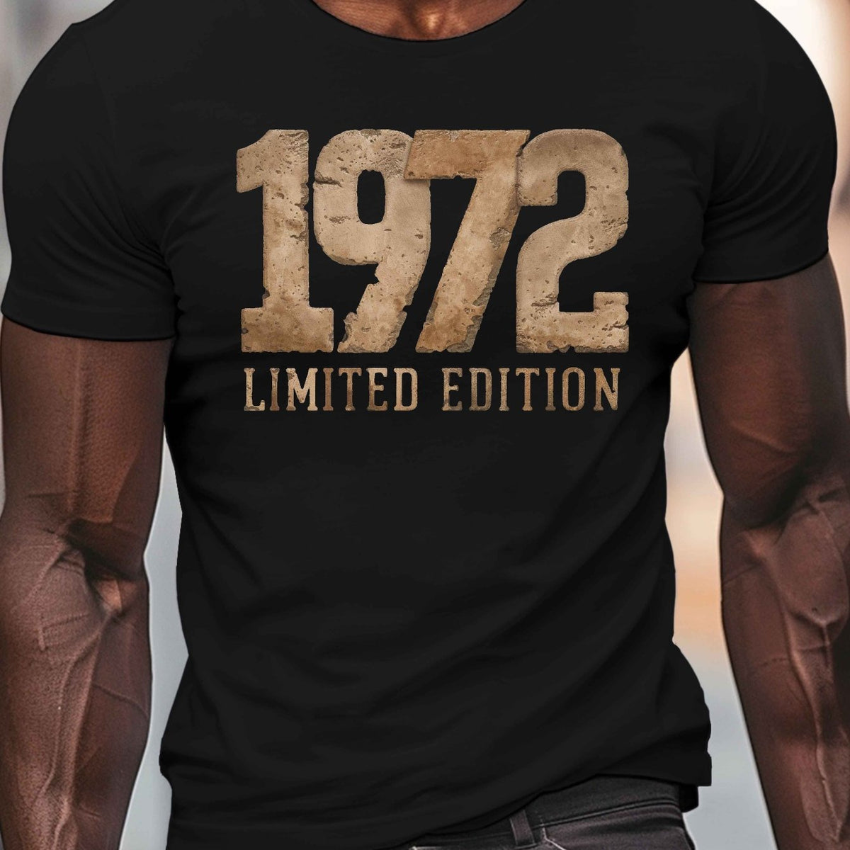 1972 Limited Edition Vintage-Inspired Men's T-Shirt - Casual Crew Neck, Short Sleeve, Lightweight Polyester Summer Top, Machine Washable, Casual Wardrobe Staple|Crew Neck Top|Polyester Fabric