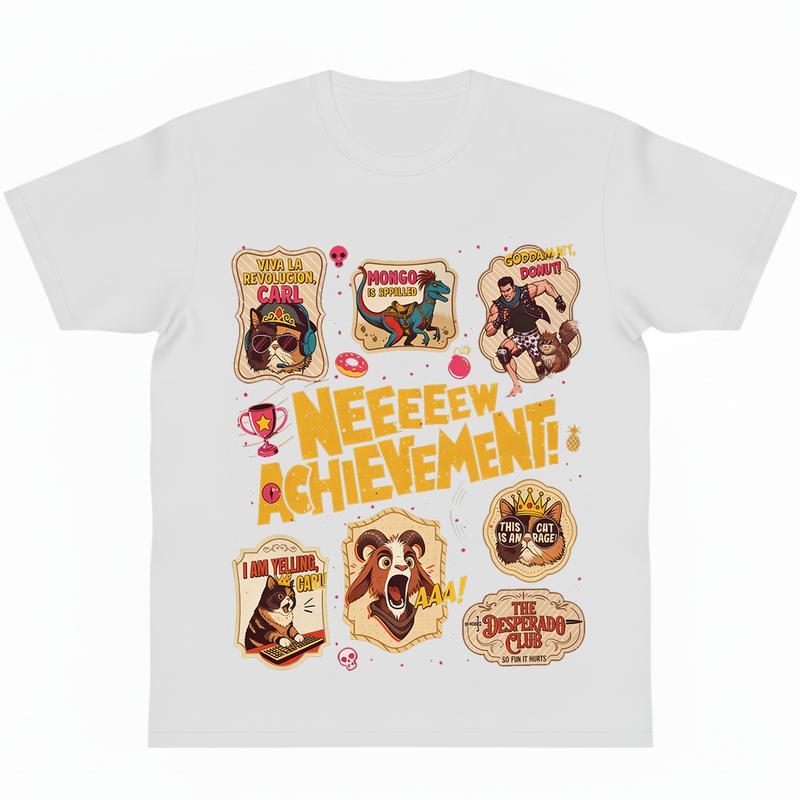 Oversize Cotton Short-Sleeve Crew Neck Tshirt - Sci-Fi Meme Graphic Print Top with Carl Princess Donut New Achievement Book Lover Design, Y2K Streetwear Fashion Casual Sports Top for Gifting