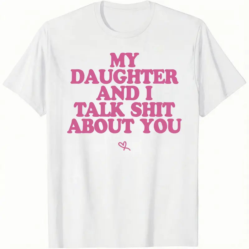 Men's Classic Short Sleeve Cotton Blend Athletic Gym T-Shirt - Crew Neck, Anti-Static, Breathable, Lightweight, Smooth Velvet Soft, Loose Fit, Reinforced Hem, Stylish Menswear with Funny 'My Daughter and I Joke About You' Graphic