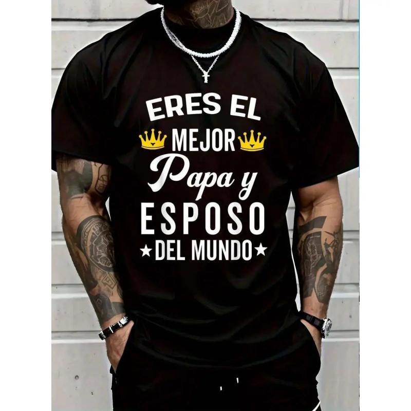 Men's Loose Fit Classic Round Neck Short-Sleeve Graphic Sports Top - Anti-Static Smooth Velvet, Soft Breathable Fabric, Sturdy Hem, Reinforced Stitching on Cuffs, Machine Washable Casual Menswear, All Seasons Gift for Dad