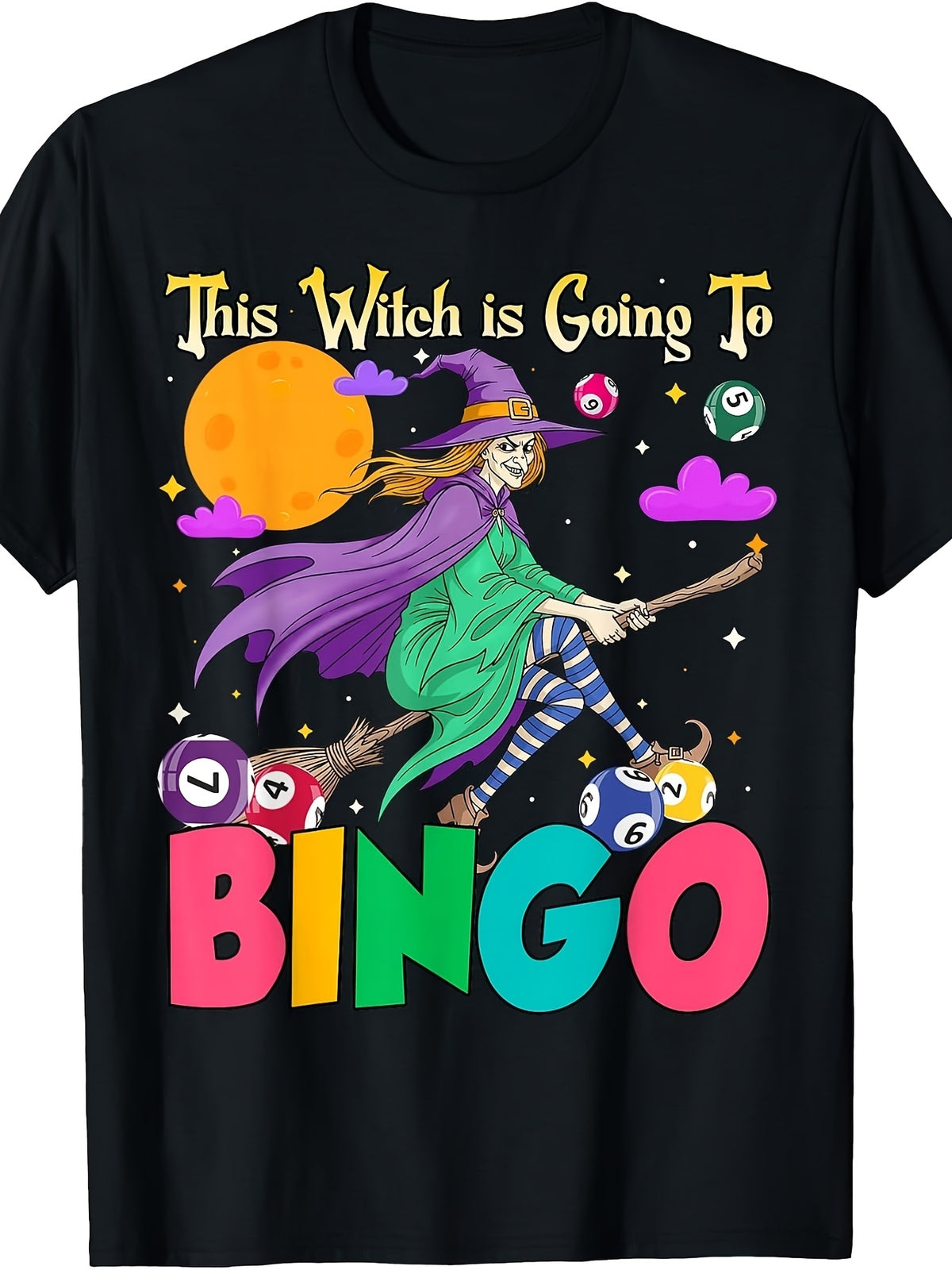 Halloween This Is Bingo T-Shirt Vintage Casual Round Neck Printed T-Shirt
