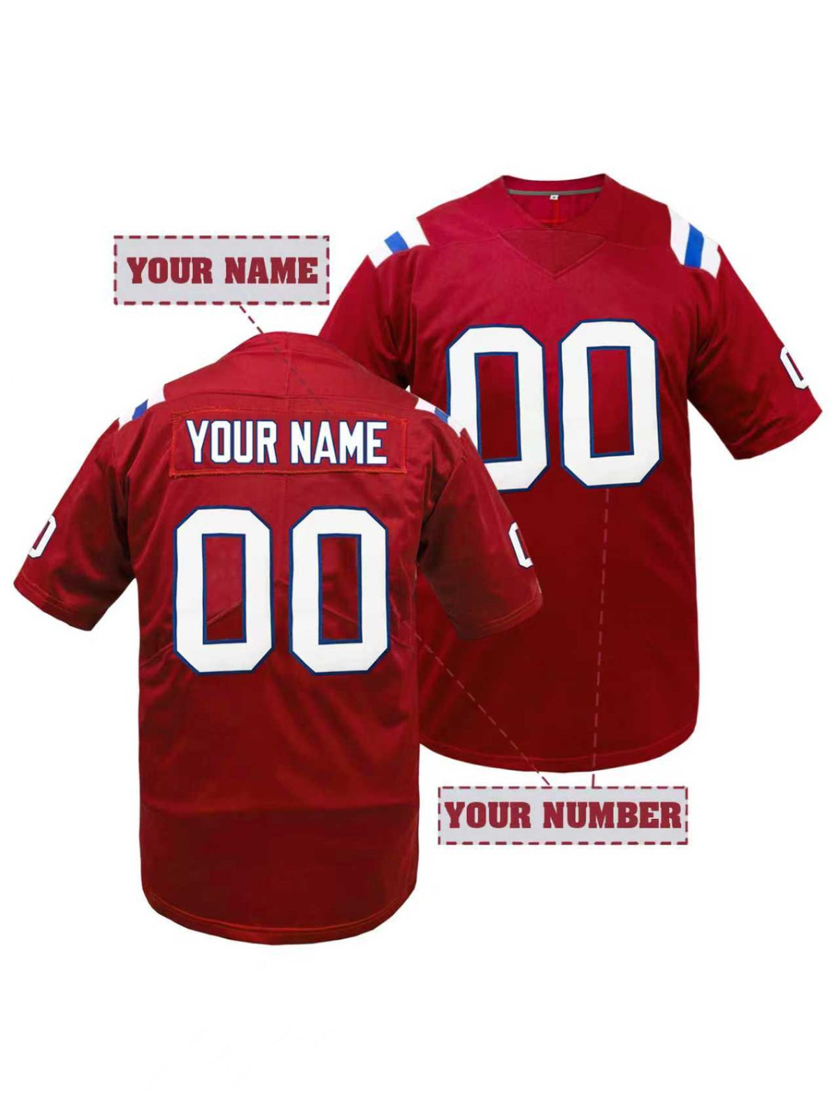 Personalized Name And Number Design, Men'S Short-Sleeve Loose Breathable V-Neck Embroidered Rugby Jersey, Sports Shirt for Team Training
