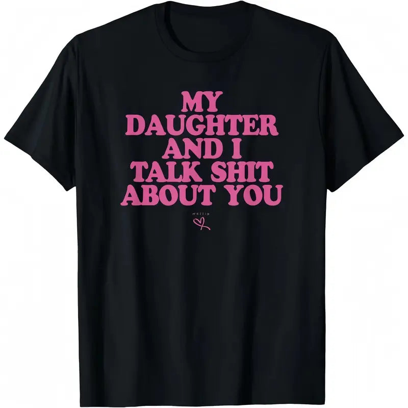 Men's Classic Short Sleeve Cotton Blend Athletic Gym T-Shirt - Crew Neck, Anti-Static, Breathable, Lightweight, Smooth Velvet Soft, Loose Fit, Reinforced Hem, Stylish Menswear with Funny 'My Daughter and I Joke About You' Graphic