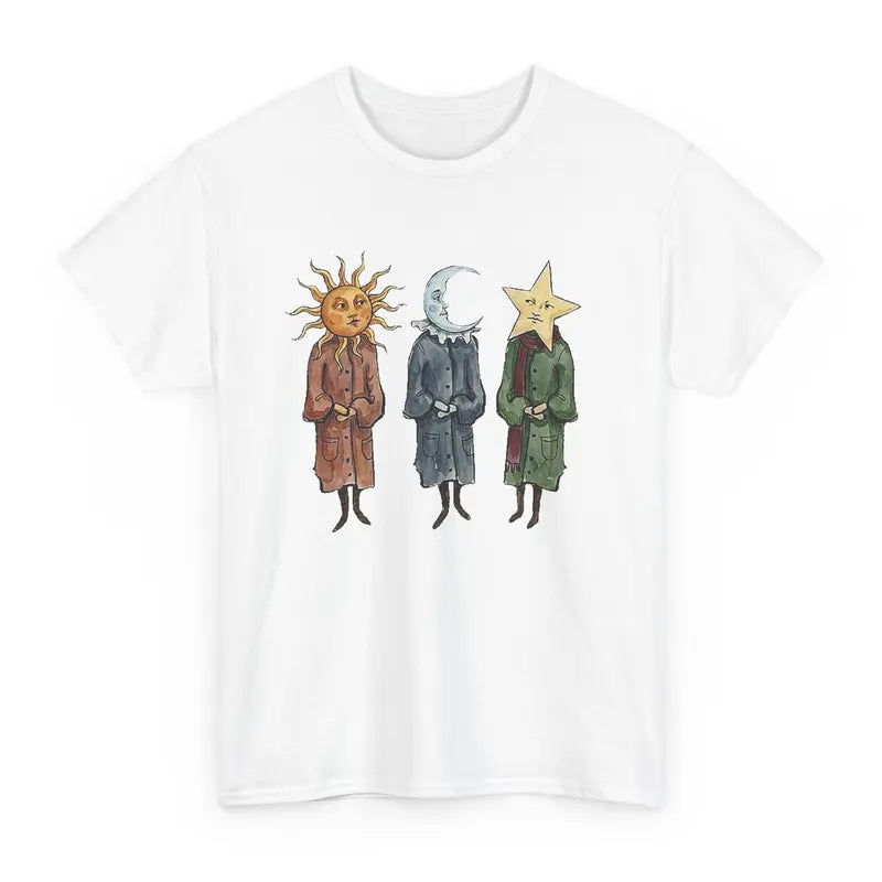 Sun Moon Star Graphic Unisex Tee | Cute Celestial Illustration