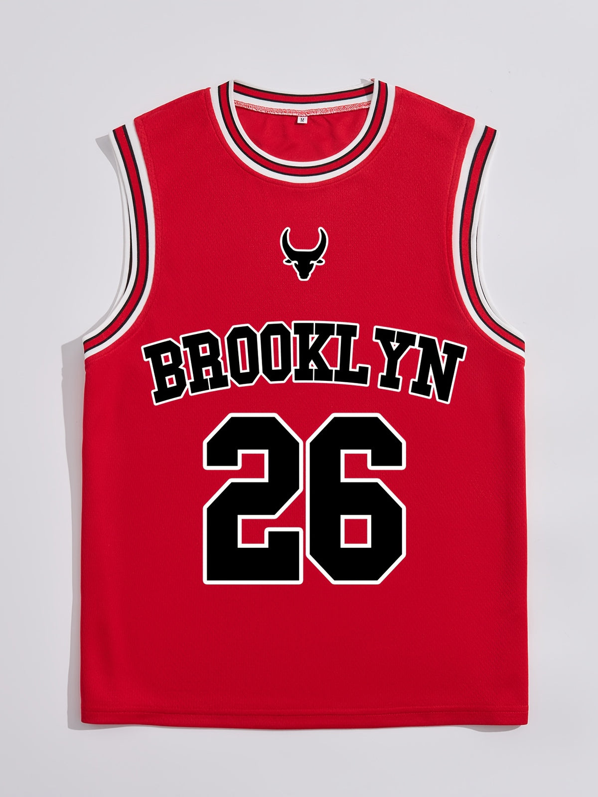 Men'S Brooklyn Printed Digital Round Neck Spring/Summer College Sport Sleeveless Easy Casual Solid-Color Patchwork Basketball V-Neck Shirt