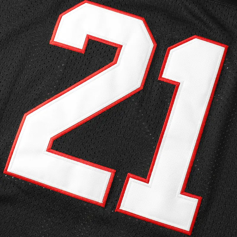 Men's #21 Sanders Retro Black Football Jersey - V-Neck Pullover Polyester Clothes, Quick-Drying Breathable Loose Athletic Apparel with Letter Number, Jersey Style for Football Enthusiasts, Football Jersey Style