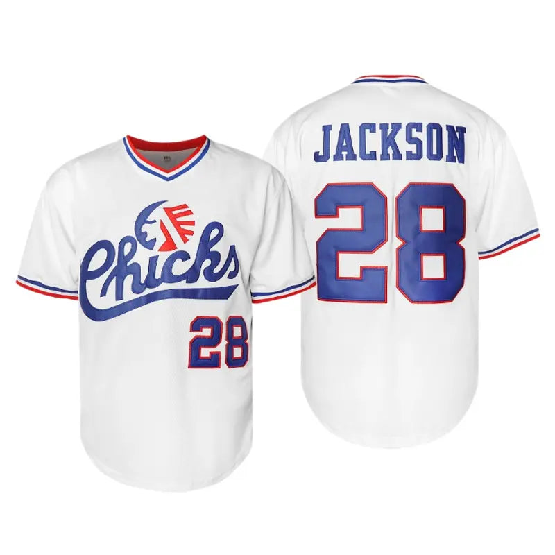 Men's Jackson Baseball Jersey,#28 classic letter & Number 28 embroidered design, men's breathable baseball jersey, short sleeve shirt for SummerSport