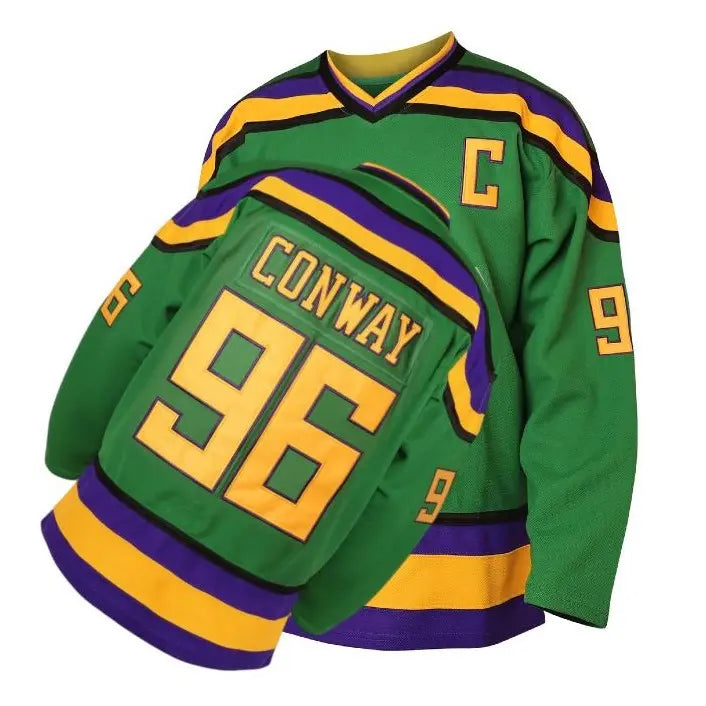 Mighty Ducks Jersey Movie Hockey Jersey S-3XL Charlie Conway #96 Adam Banks #99 90S Hip Hop Clothing for Party Athletic Outfit High Performance Activewear