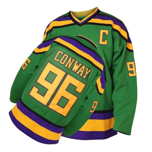 Mighty Ducks Jersey Movie Hockey Jersey S-3XL Charlie Conway #96 Adam Banks #99 90S Hip Hop Clothing for Party Athletic Outfit High Performance Activewear