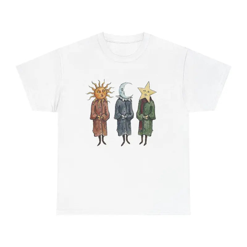 Sun Moon Star Graphic Unisex Tee | Cute Celestial Illustration