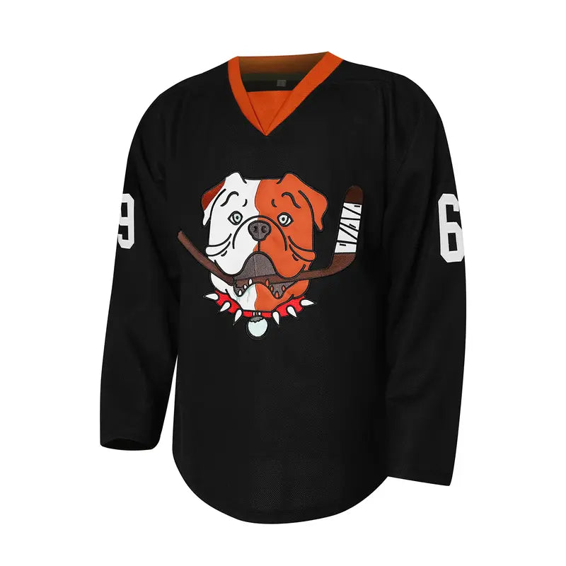 Men's Shore 69 Sudbury Blueberry Bulldogs Game Day Embroidered V-Neck Polyester Hockey Fan Jersey - High-Quality Construction, Sublimated Print, Sports Clothing, Men's Clothing, Hockey Fans, V-Neck Cut, 3XL Male Collectible Uniform (Order 1 Size Lower)