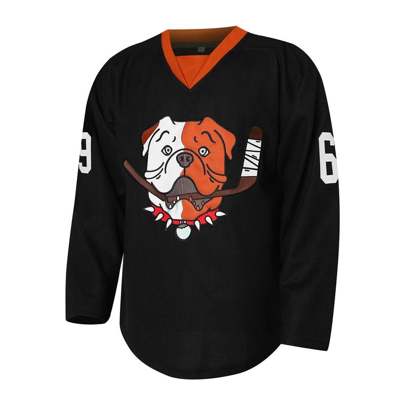 EETUG Male Shoresy #69 Sudbury Blueberry Bulldogs Sublimated V-Neck Full Jersey, Polyester Athletic Tops with Custom Sublimated Design & Visible Back #69, High-Quality Sports Apparel for Fans