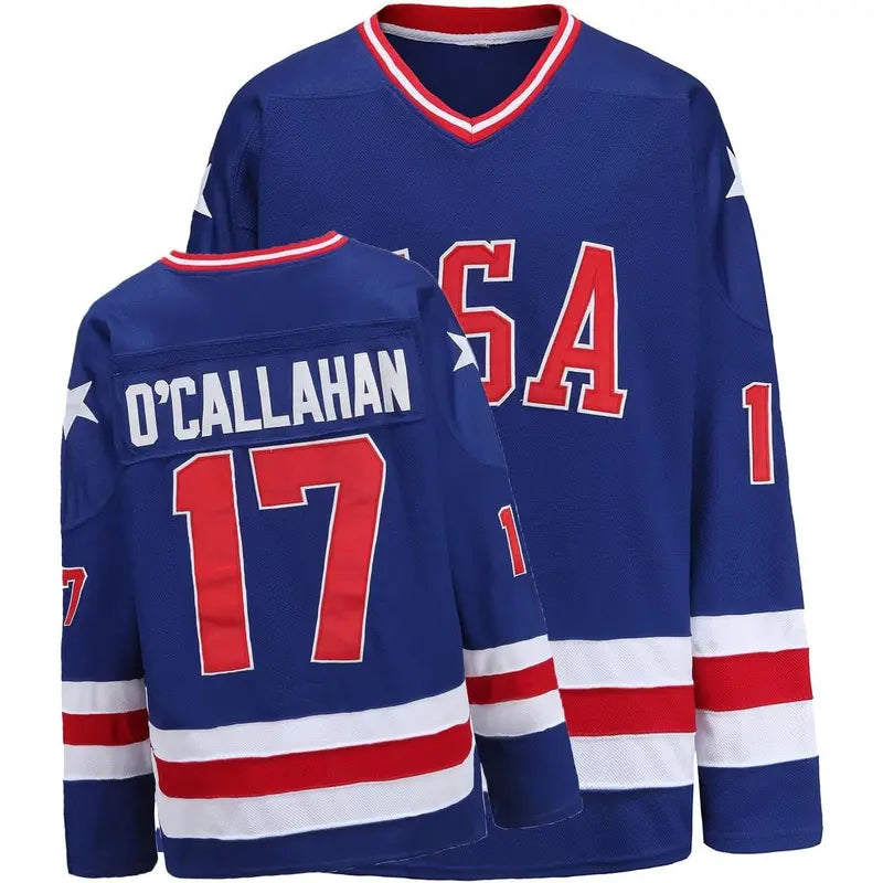 Men's #21 Miracle Movie Embroidered Letters Hockey Jersey - Long Sleeve Embroidered Polyester Mesh Single Layer Twill Athletic Fashion Activewear, Breathable Quick Dry Gym Wear with Airflow Holes, Fast Vents, S-XL Fit Range, S-XXXL Sizes for US Pride