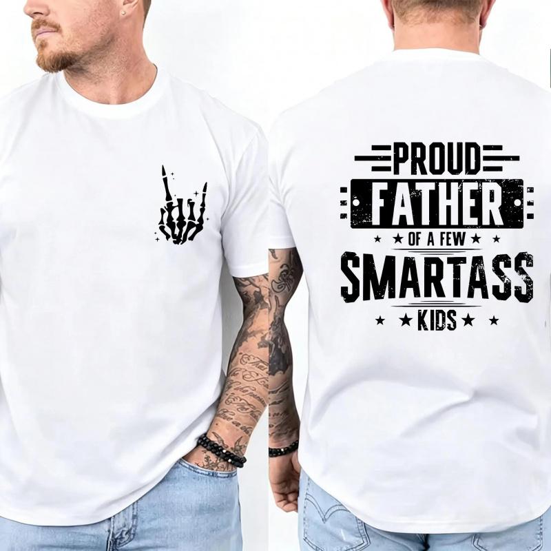 Men's Classic 2-Sided Short-Sleeve Round Neck Sports Top - Soft Loose Velvet & Flannel Fabric, Sturdy Hem, Proud Father Design, Funny Father's Day Gift for Dads