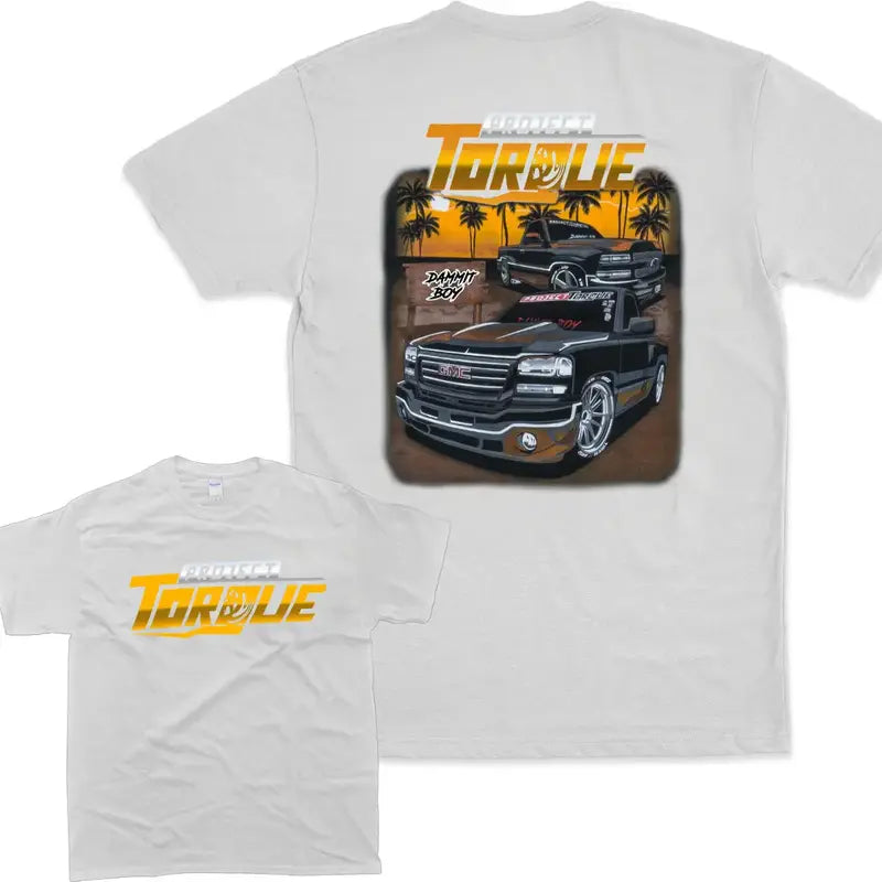 Men's Graphic T-Shirt - Project Torque GMC Silverado Automotive Print, Cotton, Regular Fit, Chic, Round Neck, Baseball-Inspired, Leather Accent Compatible, Office & Everyday Wear, Grunge Base Layer Top