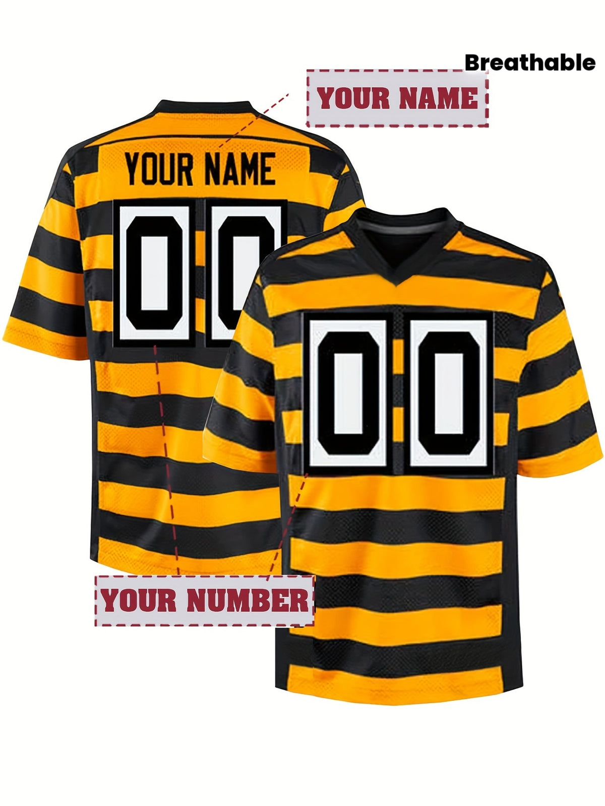 Customized Name And Number Design, Men's football Jersey Short Sleeve Loose Breathable V-neck Embroidery Rugby Jersey, Sports Shirt for TeamTraining