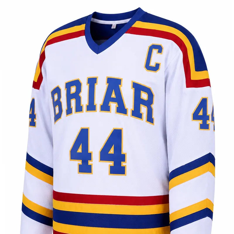 Men's Regular Cut Long Sleeve Polyester Hockey Jersey Shirts - Graham #44 Off Campus, V-Neck, Stitched Letters, Back Number, Sublimated Print, Sports Fan Apparel