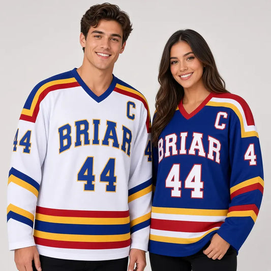 Men's Regular Cut Long Sleeve Polyester Hockey Jersey Shirts - Graham #44 Off Campus, V-Neck, Stitched Letters, Back Number, Sublimated Print, Sports Fan Apparel