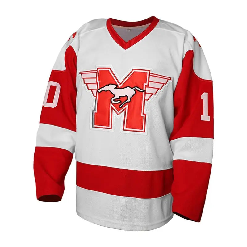 Men's #10 Letter & Youngblood Vintage Long-Sleeve V-Neck Ice Hockey Jersey - Athletic Top, Casual Professional Sports Uniform