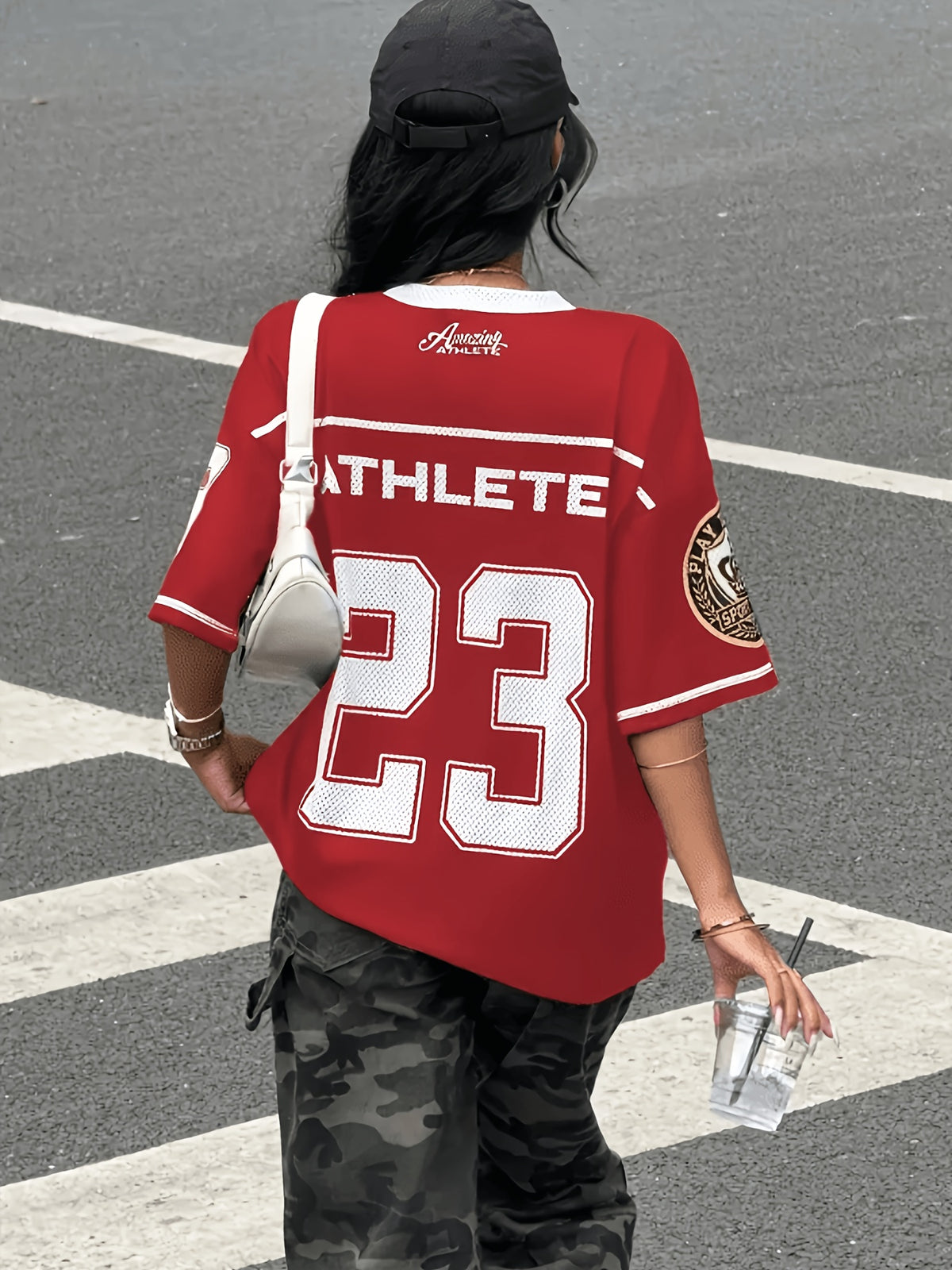 Red Rugby T-Shirt - Breathable Mesh V-Neck Short Sleeve Jersey, Hip-Hop Swear Suitable for, & Casual Wear, Machine Washable Rugby Top for Spring Summer Fall